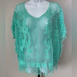 Cato Crochet Fringe  Cover-Up in Mint Green